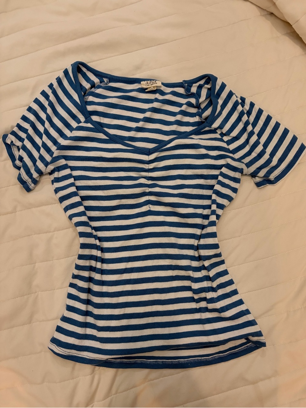 Striped Blue & White Short Sleeve Women's Tee